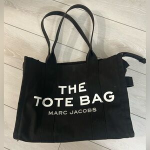 Marc Jacobs Black Tote Bag with White Text